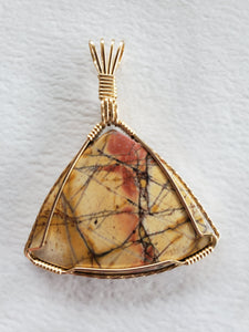 Custom  Wire Wrapped Picaso Jasper Necklace/Pendant 14kgf Wire