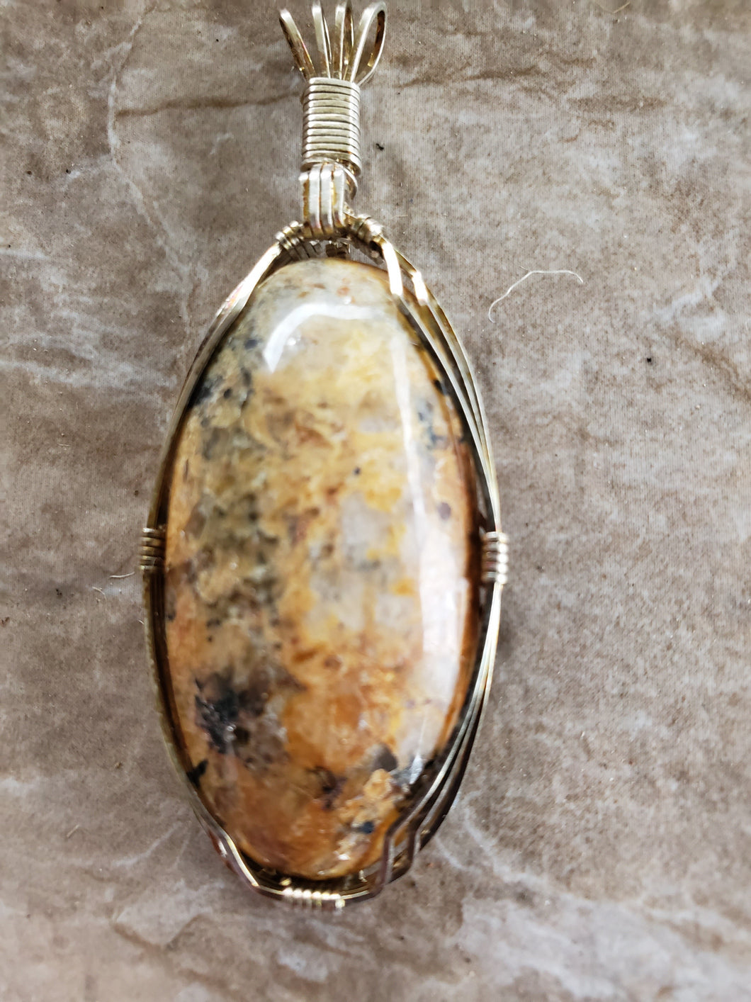 ***Clearance***CustomWire Wrapped Crazy Horse Monument Stone Necklace/Pendant Sterling Silver
