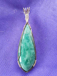 Custom Wire Wrapped Amazonite Amelia County VA Necklace/Pendant Sterling Silver