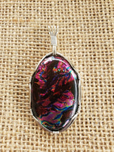 Load image into Gallery viewer, Custom Wire Wrapped Dichroic Glass Necklace/Pendant Sterling Silver