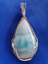 Load image into Gallery viewer, Custom Wire Wrapped Larimar From Dominican Republic Necklace/Pendant Sterling Silver
