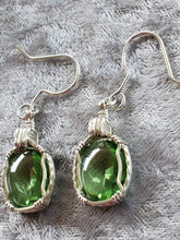 Load image into Gallery viewer, Custom Wire Wrapped Faceted Simulated Peridot (Corundum) Earrings Sterling Silver