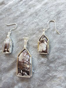 Custom Wild Horse Jasper set Earrings/necklace In Sterling Silver