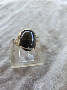 Custom Wire Wrapped Banded Hematite Ring Size 6 Sterling Silver