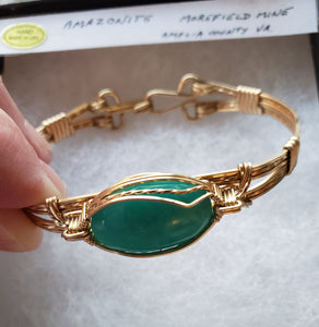 Custom Amazonite from Morefield Mine Amelia County VA bracelet 14kgf Size 7 1/4