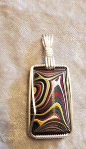 Custom Wire Wrapped Fordite Necklace/Pendant In Sterling Silver Wire