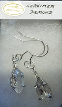 Load image into Gallery viewer, Custom Wire Wrapped Faceted Herkimer Diamond Earrings Sterling Silver