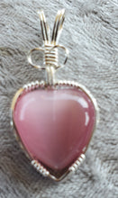Load image into Gallery viewer, Custom Wire Wrapped Fiberstone Heart (cats eye) Necklace/Pendant in Sterling Silver