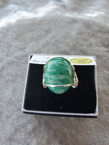Custom Amazonite Ring Size 7 1/2  Wire Wrapped in Sterling Silver
