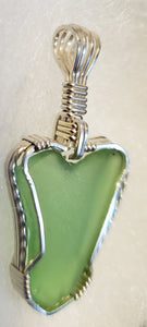 Custom Wire Wrapped Sea Glass Heart Necklace/Pendant in Sterling Silver