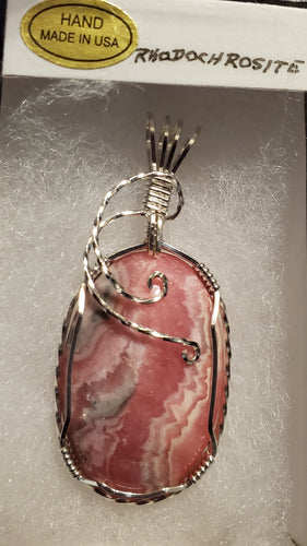 Custom Wire Wrapped Rhodochrosite Necklace/Pendant Sterling Silver