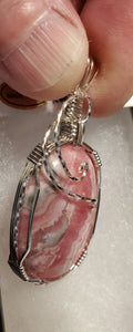 Custom Wire Wrapped Rhodochrosite Necklace/Pendant Sterling Silver