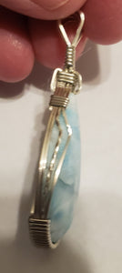 Custom Wire Wrapped  Larimar Necklace/Pendant in Sterling Silver