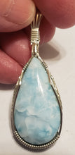 Load image into Gallery viewer, Custom Wire Wrapped  Larimar Necklace/Pendant in Sterling Silver
