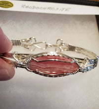 Load image into Gallery viewer, Custom Wire Wrapped Rhodochrosite Bracelet Sterling Silver Wire Size 6 1/2
