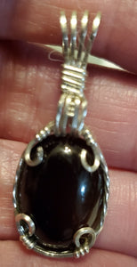 Custom Wire Wrapped Black Onyx Necklace/Pendant Sterling Silver