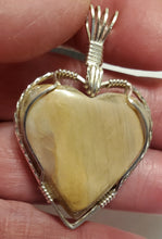 Load image into Gallery viewer, Custom Wire Wrapped Pink Hokie Stone from Virginia Tech Quarries Heart Necklace/Pendant Sterling Silver