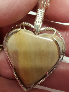 Custom Wire Wrapped Pink Hokie Stone Heart Necklace/Pendant Sterling Silver