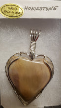 Load image into Gallery viewer, Custom Wire Wrapped Pink Hokie Stone Heart Necklace/Pendant Sterling Silver