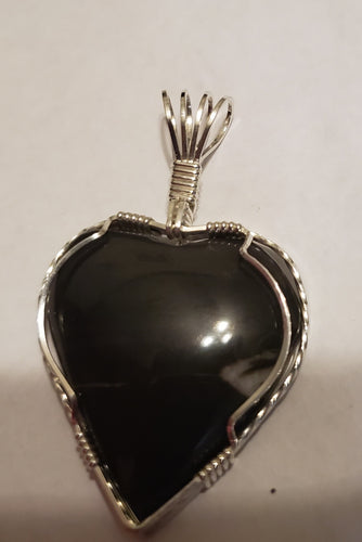 Custom Wire Wrapped Hokie Stone VA Tech Heart Necklace/Pendant Sterling Silver