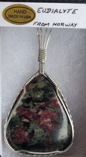 Custom Wire Wrapped Eudialyte Necklace/Pendant in Sterling Silver