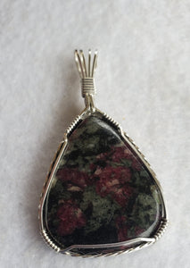 Custom Wire Wrapped Eudialyte Necklace/Pendant in Sterling Silver