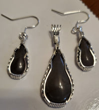 Load image into Gallery viewer, Hokie Stone From Gray Quarry VA Tech Polished Set Earrings, Necklace/Pendant Sterling Silver