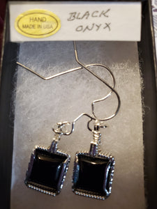 Custom Wire Wrapped Black Onyx Sterling Silver Earrings