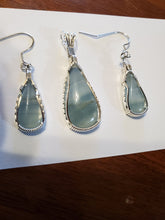 Load image into Gallery viewer, Custom Wire Wrapped Argentinean Blue Onyx Set: Earrings, Necklace/Pendant