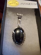 Load image into Gallery viewer, Custom Wire Wrapped Hematite Necklace/Pendant Sterling Silver