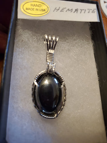 Custom Wire Wrapped Hematite Necklace/Pendant Sterling Silver