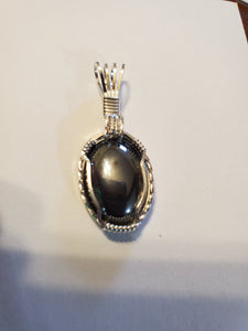 Custom Wire Wrapped Hematite Necklace/Pendant Sterling Silver