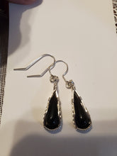 Load image into Gallery viewer, Custom Wire Wrapped Obsidian Earrings Sterling Silver