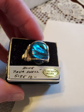 Load image into Gallery viewer, Custom Wire Wrapped Blue Paua Shell Ring 10 1/2 Sterling Silver
