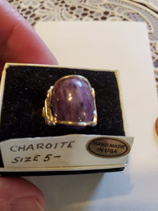 Custom Wire Wrapped Charoite Size 5 1/2 Sterling Silver Ring