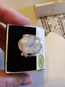 Custom Wire Wrapped Moonstone Ring Size 7 1/2 Sterling Silver