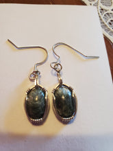 Load image into Gallery viewer, Custom cut polished &amp; Wire Wrapped Seraphenite Earrings Sterling Silver