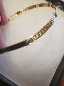 Custom Wire Wrapped Sterling Silver & 14KGF Bracelet Size 7 1/4