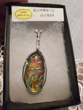 Load image into Gallery viewer, Custom Wire Wrapped Dichroic Glass Necklace/Pendant Sterling Silver