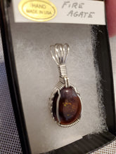 Load image into Gallery viewer, Custom Wire Wrapped Mexican Fire Agate Necklace/Pendant Sterling Silver