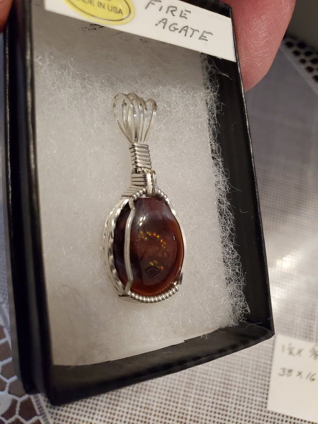Custom Wire Wrapped Mexican Fire Agate Necklace/Pendant Sterling Silver