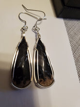 Load image into Gallery viewer, Custom Wire Wrapped Petrified Palm Wood Earrings Sterling Silver