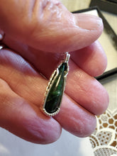Load image into Gallery viewer, Custom Wire Wrapped Maw Sit Sit Jade Necklace/Pendant Sterling Silver