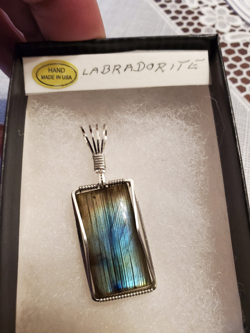 Custom Wire Wrapped Labradorite Necklace/Pendant in Sterling Silver