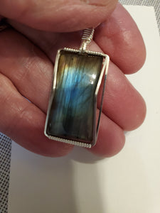 Custom Wire Wrapped Labradorite Necklace/Pendant in Sterling Silver