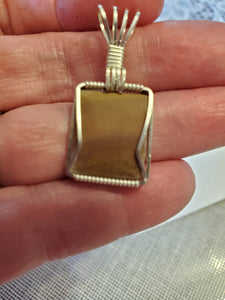 Custom Wire Wrapped unpolished Hokie Stone from Virginia Tech Quarries  Necklace/Pendant Sterling Silver