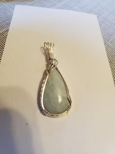 Custom Wire Wrapped Aquamarine Necklace/Pendant Sterling Silver
