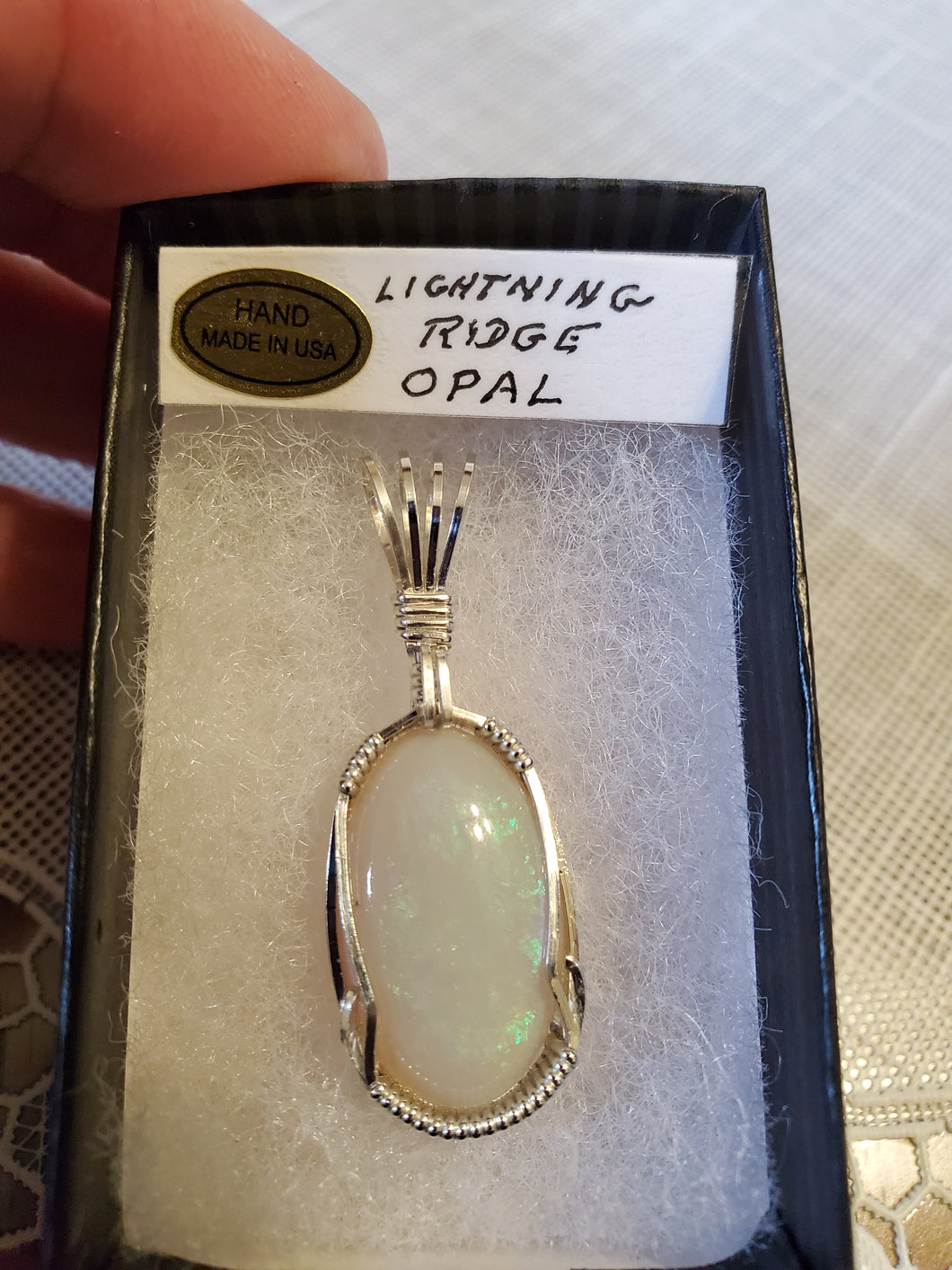 Custom Wire Wrapped Lightning Ridge Opal Necklace/Pendant Sterling Silver