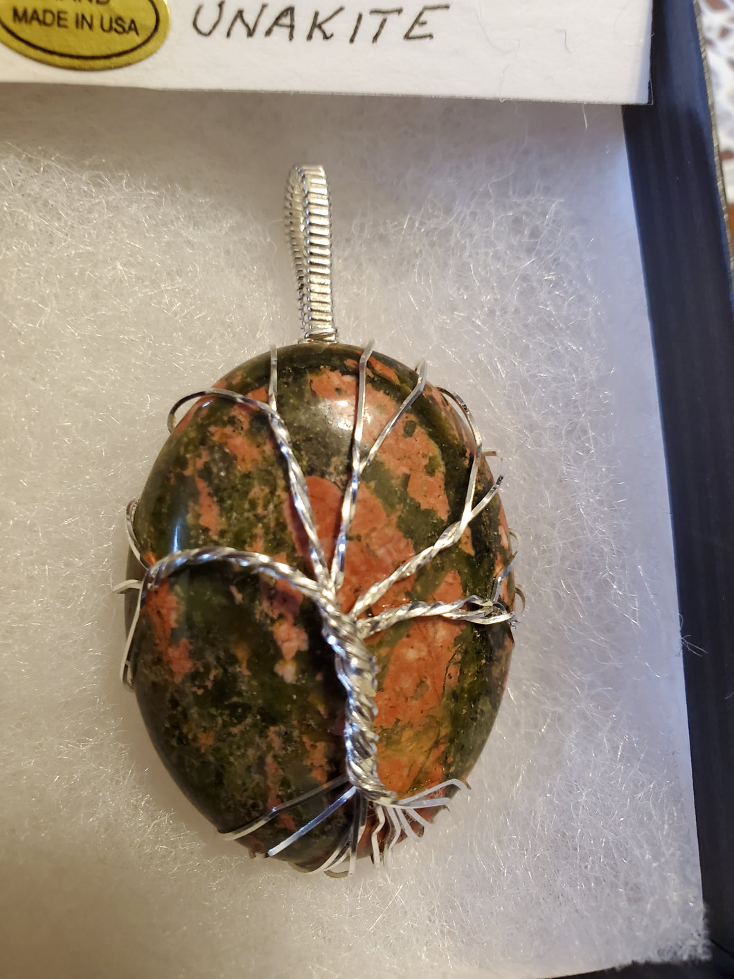 Custom Wire Wrapped Unakite Tree Of Life Necklace/Pendant Sterling Silver