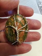 Load image into Gallery viewer, Custom Wire Wrapped Unakite Tree Of Life Necklace/Pendant Sterling Silver
